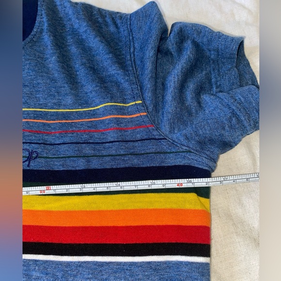 Vintage Ocean Pacific OP Juniors Size Small Striped Ringer Tee Rainbow Stripe - Picture 5 of 10